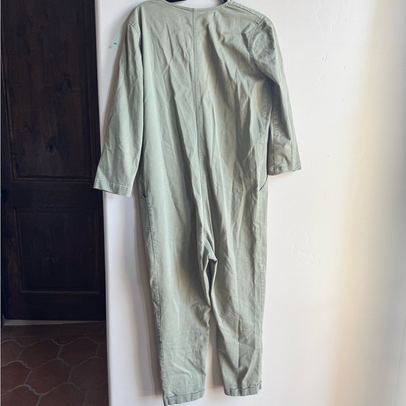 Hatch Army Green Cotton Jumpsuit S | Quiet Luxury Utility One Piece Romper - Picture 4 of 5